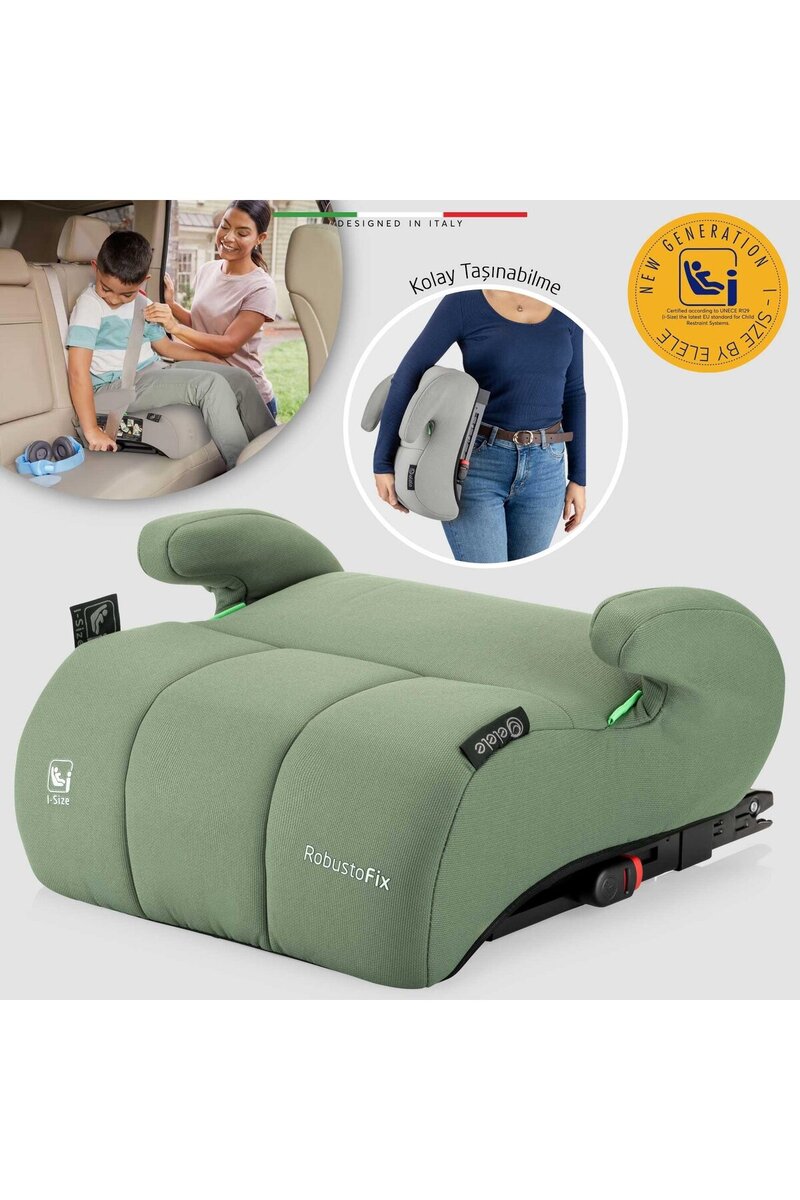 Elele RobustoFix I-Size Yükseltici Oto Koltuğu İsoFix 125-150 CM 15-36 KG Yeşil