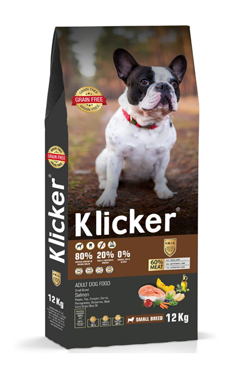 klicker MİNİ ORTA IRK YETİŞKİN KÖPEK KURU MAMASI SOMONLU 12 KG