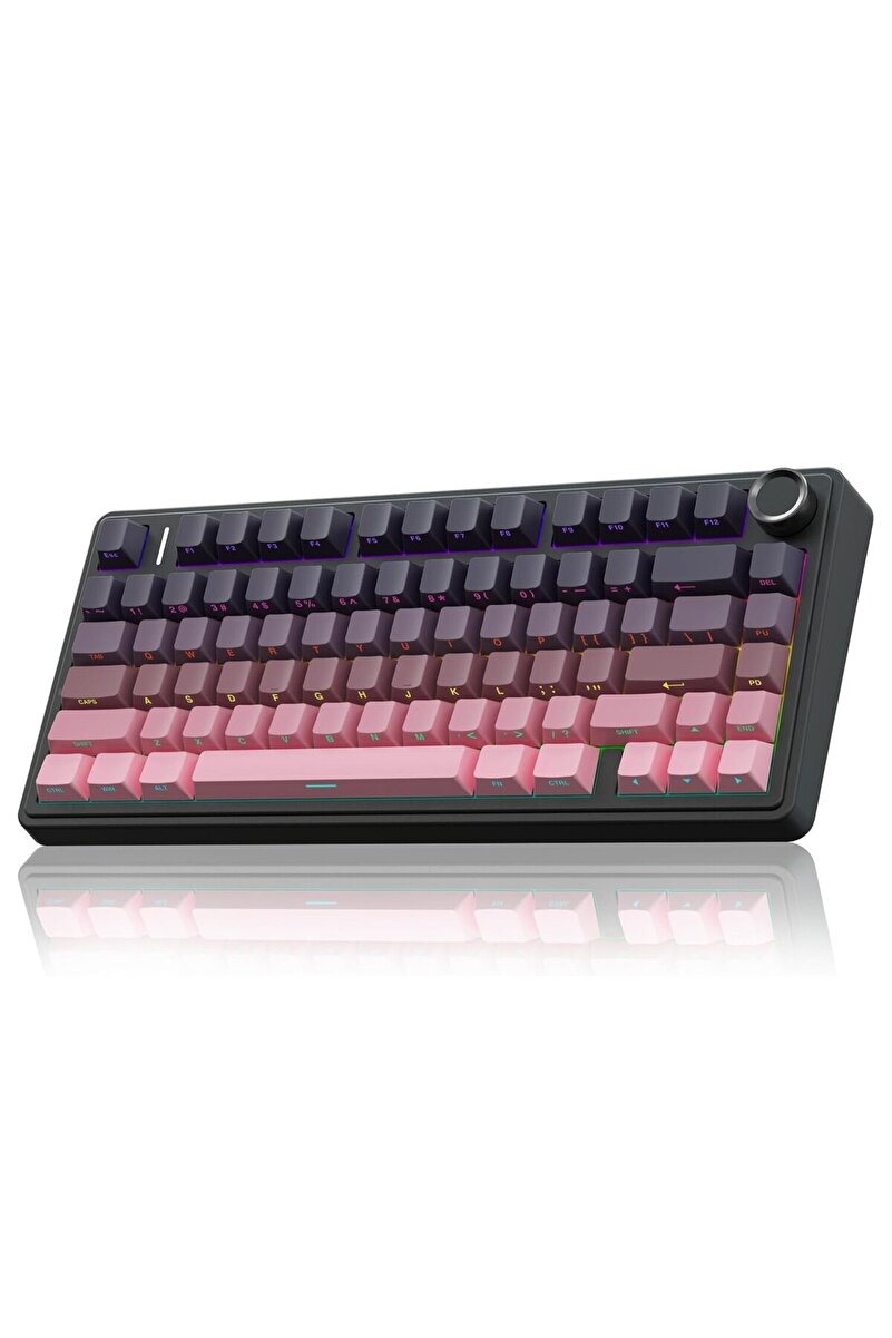 Aula F75 Mekanik RGB TKL Reaper Switch Kablosuz Makrolu Hot Swap Gaming Klavye Gradyan Pembe