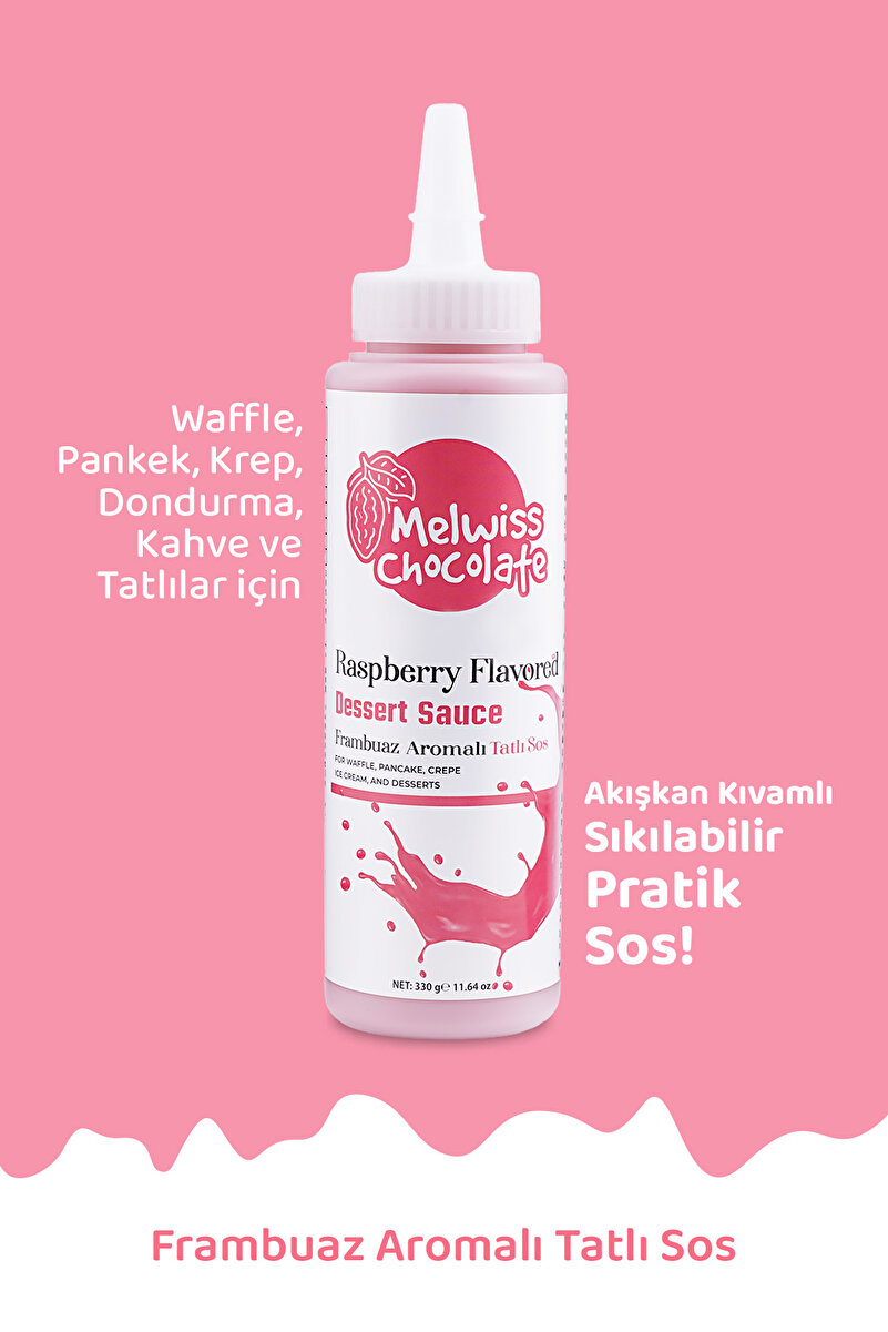 Melwiss Chocolate Frambuaz Aromalı Tatlı Sos 330 G - Waffle & Krep & Pankek Sosu
