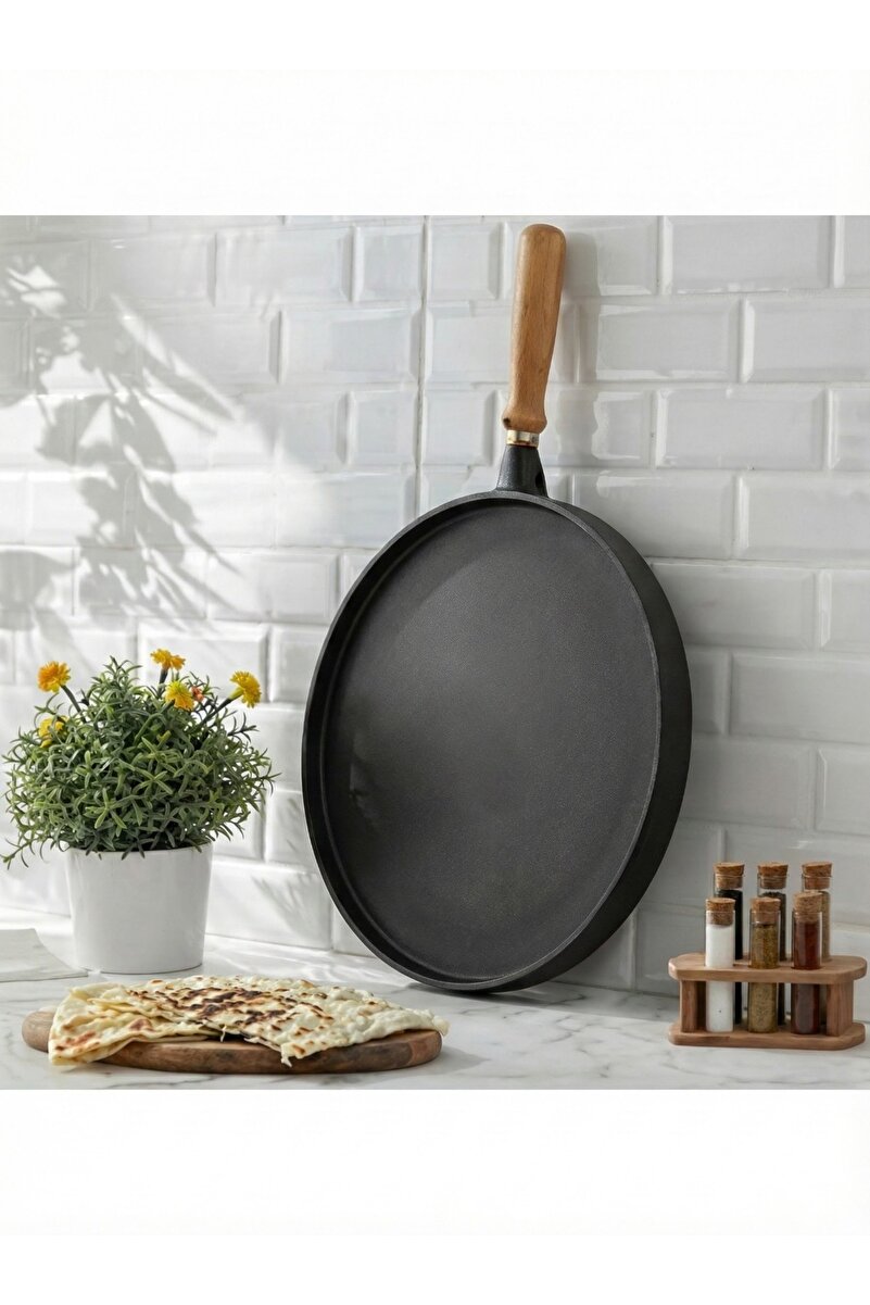 Cem Çift Taraflı Gözleme Tavası 34 Cm Siyah/Gümüş