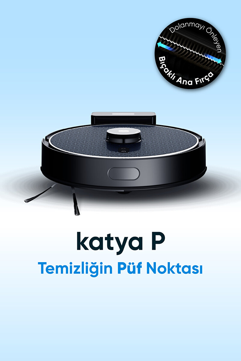Şımart katya P Akıllı Robot Süpürge Kıl Kesici Bıçaklı Ana Fırça 8000Pa Emiş Gücü