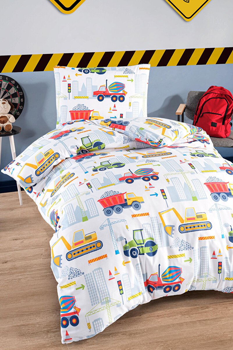 Eponj Home Junior Nevresim Seti Tek Kişilik ŞantiyeParkı Beyaz
