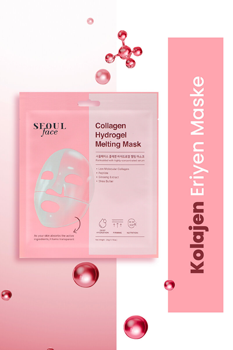 Dermal Kolajen Hydrojel Şeffaflaşan Kore Yüz Maskesi Nemlendirici Besleyici Eriyen Maske 34 gr.
