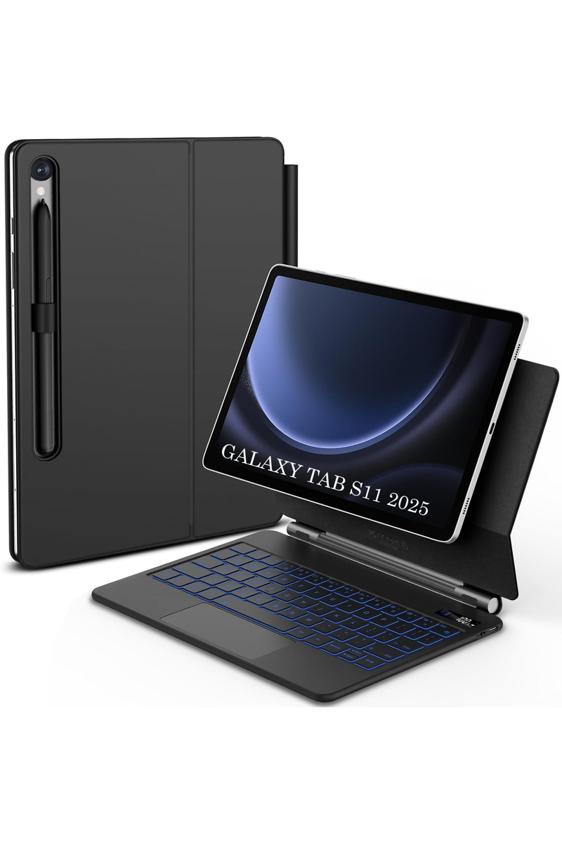 m.tk moveteck Samsung Galaxy Tab S11 11 inç Tablet Uyumlu Keyboard Touchpad Rgb Işıklı Manyetik Klavyeli Kılıf