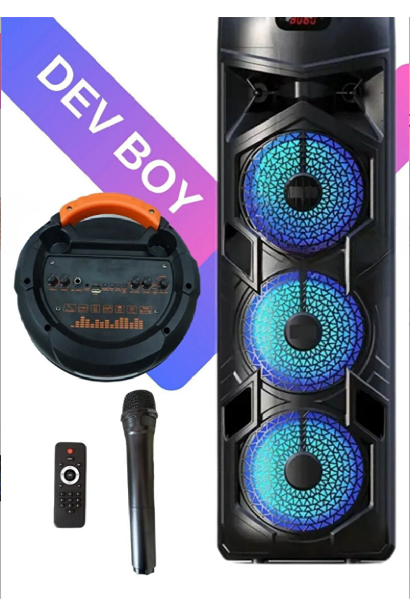 teknotrust Siyah Işıklı Büyük Boy Party Box Bluetooth Hoparlör Taşınabilir Şarjlı Ses Sistemi RADYOLU Karaoke