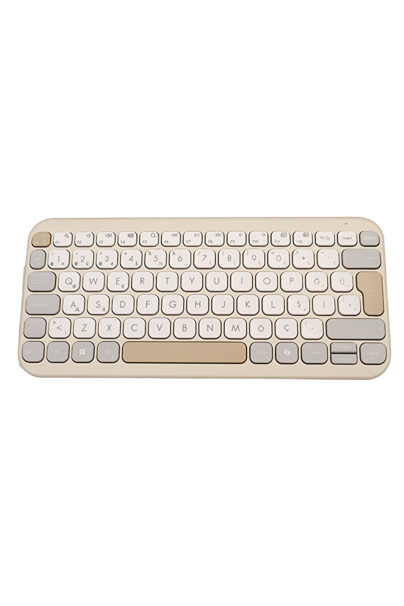 ASUS Marshmallow Mini Kablosuz Bluetooth Sessiz Çoklu Cihaz Destekli Q-TÜRKÇE KW100 Klavye GOLD