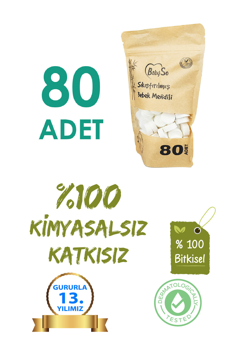 BABYSO Sıkıştırılmış Bebek Mendili 80 Adet Paket
