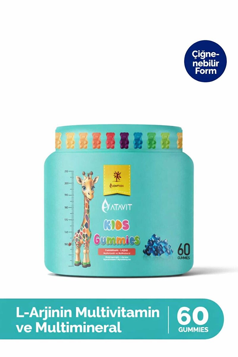 Atavit L-ARJİNİN MULTİVİTAMİN VE MULTİMİNARAL GUMMİES KİDS 60 ADET