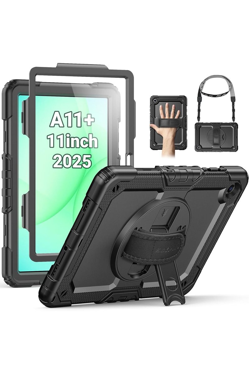 m.tk moveteck Samsung Galaxy Tab A11+ Plus 11 inç Tablet Uyumlu Kılıf Tam Koruma Askılı Defender Zırh Tank Sm-X230