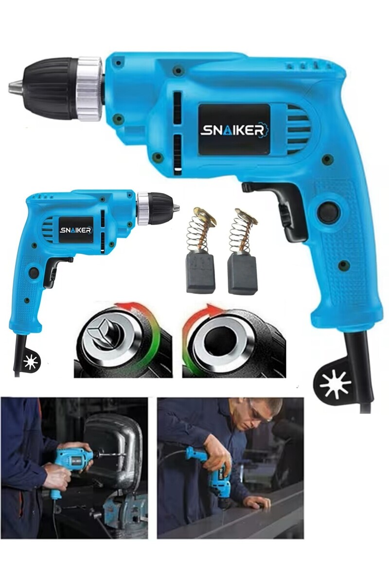 Mager Snaiker 10 mm Çift Yönlü Anahtarsız Uç Değişim Elektrikli Darbesiz Matkap