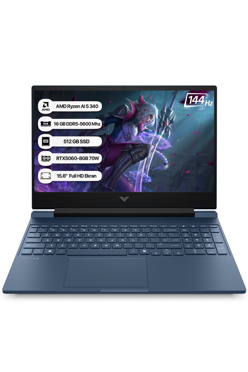 HP Victus CJ6L4EA AMD Ryzen AI 5 340 16GB 512GB SSD RTX5060-8GB Freedos 15.6" FHD 144Hz Notebook
