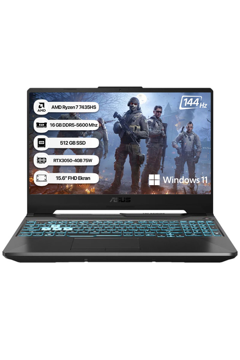 ASUS Tuf Gaming A15 FA506NCG 7.Nesil Ryzen 7 7445HS 16Gb Ram 512Gb M2 Ssd RTX3050 4Gb 15.6inc W11