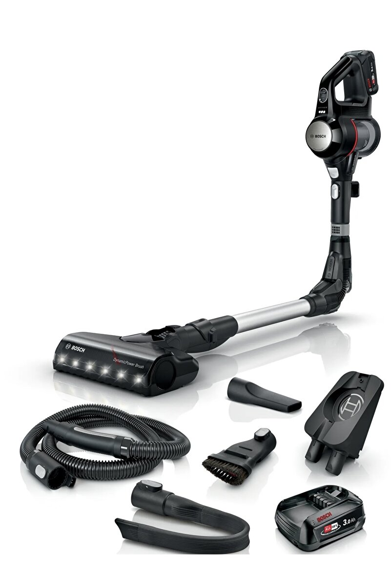 Bosch Unlimited 7 Çift Bataryalı 10 Yıl Motor Garantili Siyah Şarjlı Dikey Süpürge