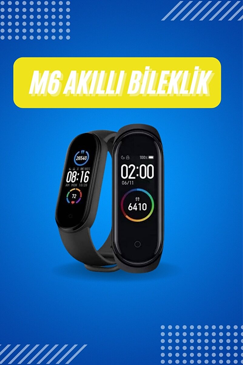 Lisinya Akıllı Uyumlu Bileklik M6 Adımsayar Spor Modları Çağrı Görme Türkçe Menü -