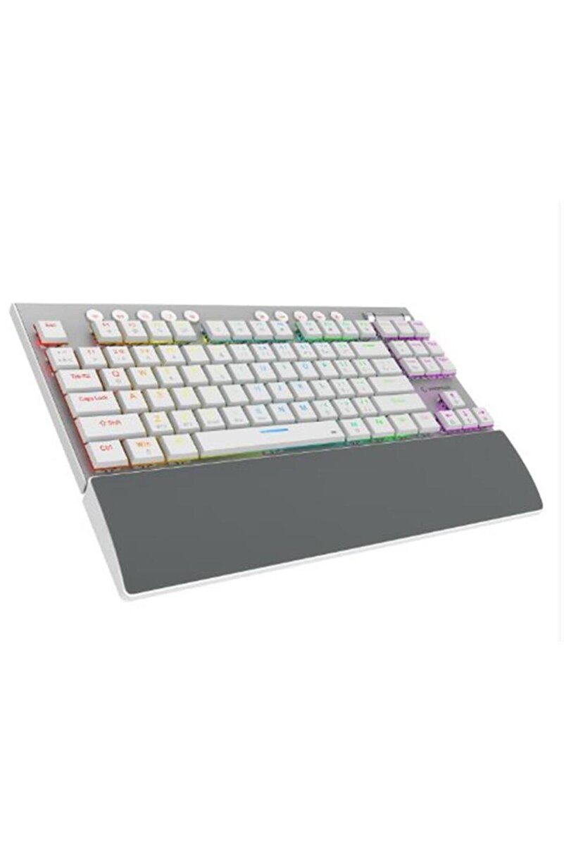 Rampage BERU Beyaz 2.4G + BT Wireless RED SWITCH Mekanik Gaming Oyuncu Klavye Slim RGB