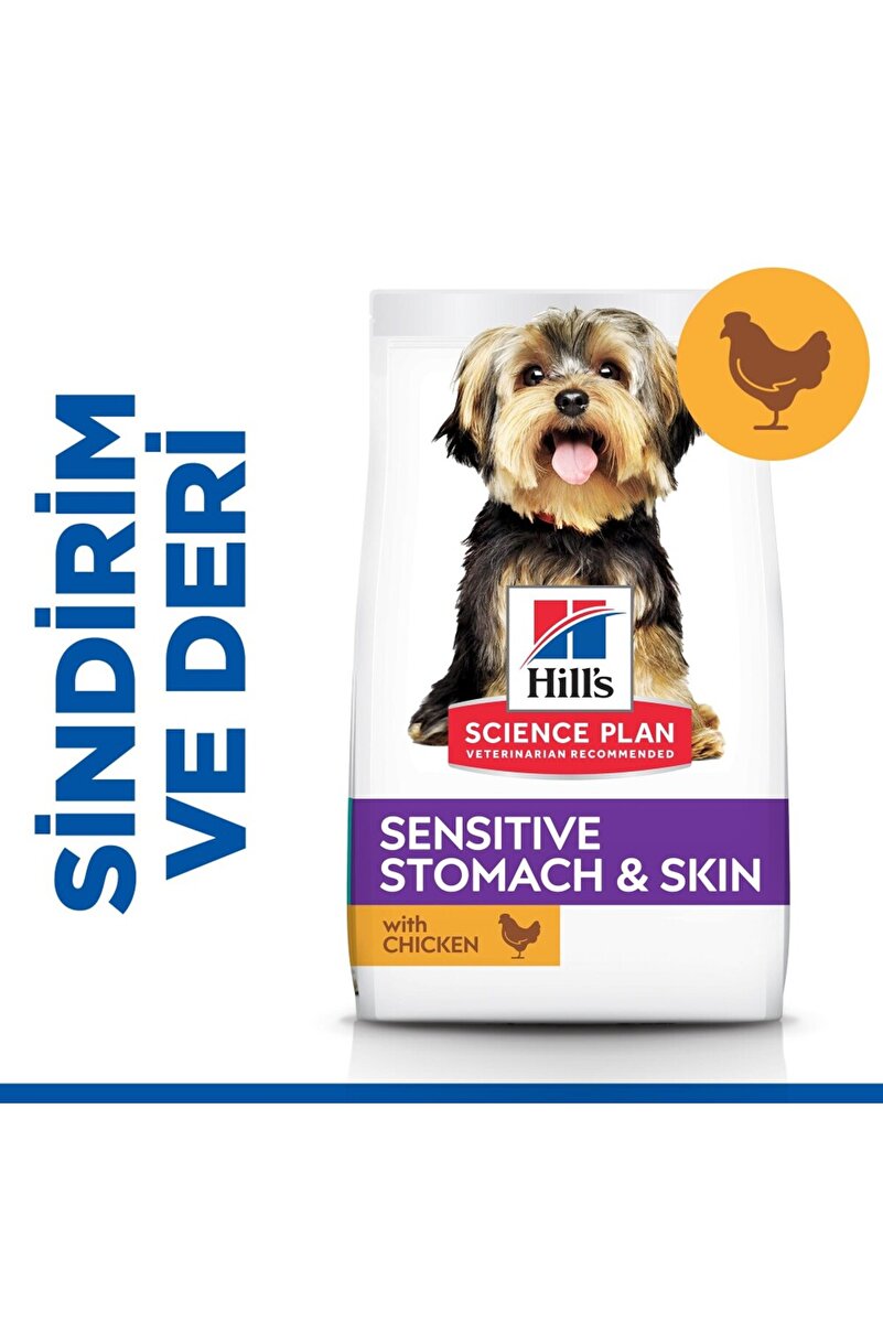 Hill's SCIENCE PLAN Hassas Mide & Deri Yetişkin Küçük ve Mini Irk Tavuklu Köpek Maması 1,5 kg