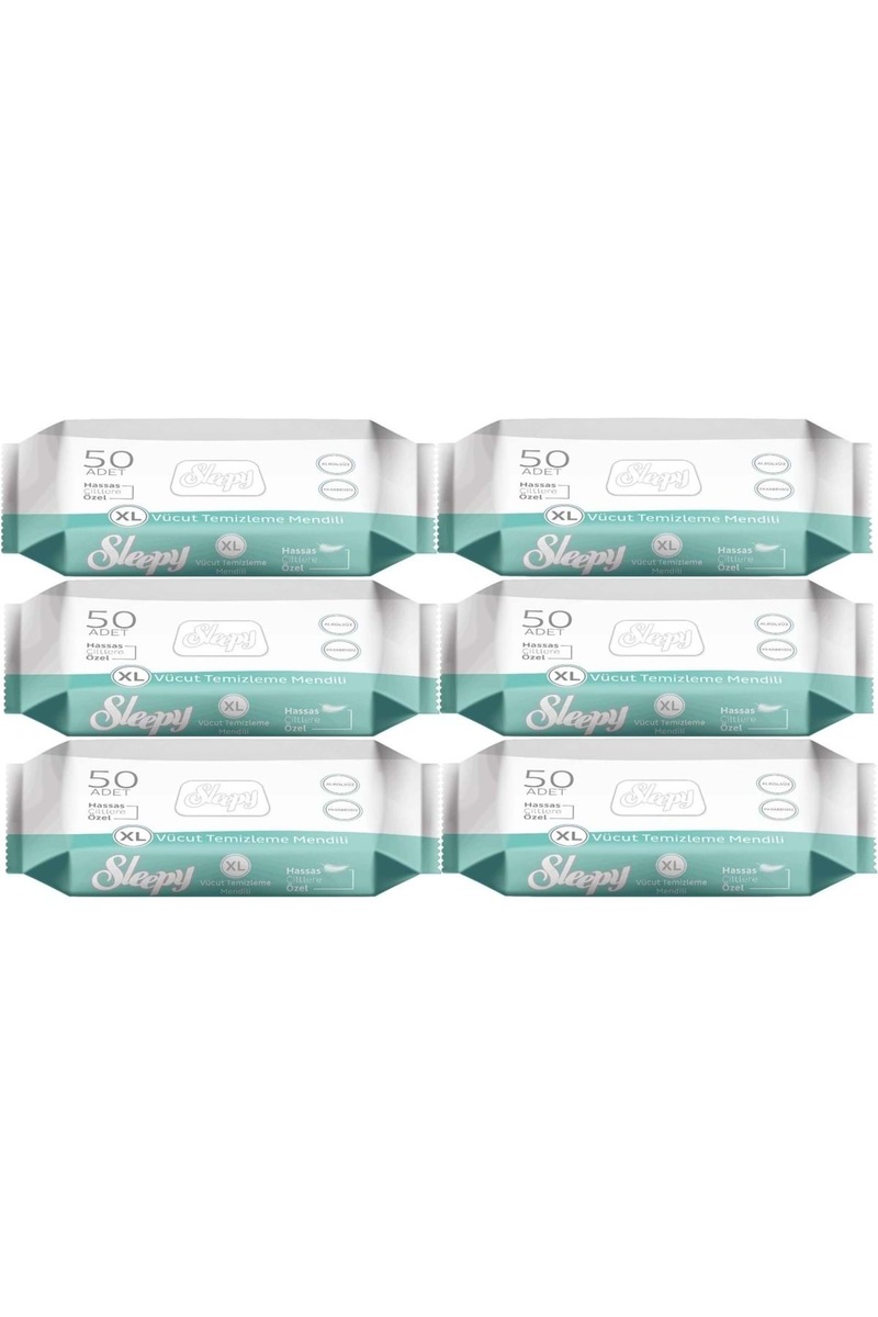 Sleepy Hasta Vücut Temizleme Islak Mendil Havlu 50 Yaprak XL (6 Lı Set)