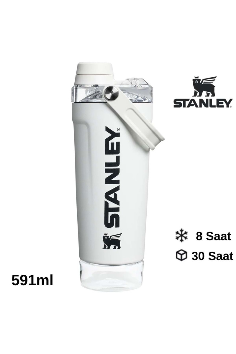 Stanley Activate Shaker 0,60 LT Termos Sporcu Matarası Toz Depolama Kapasiteli Matara BEYAZ