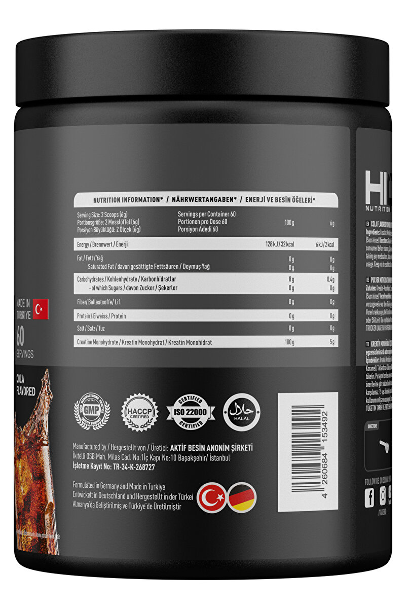 HIQ NUTRITION HIQ Creatine 360g Cola Flavored