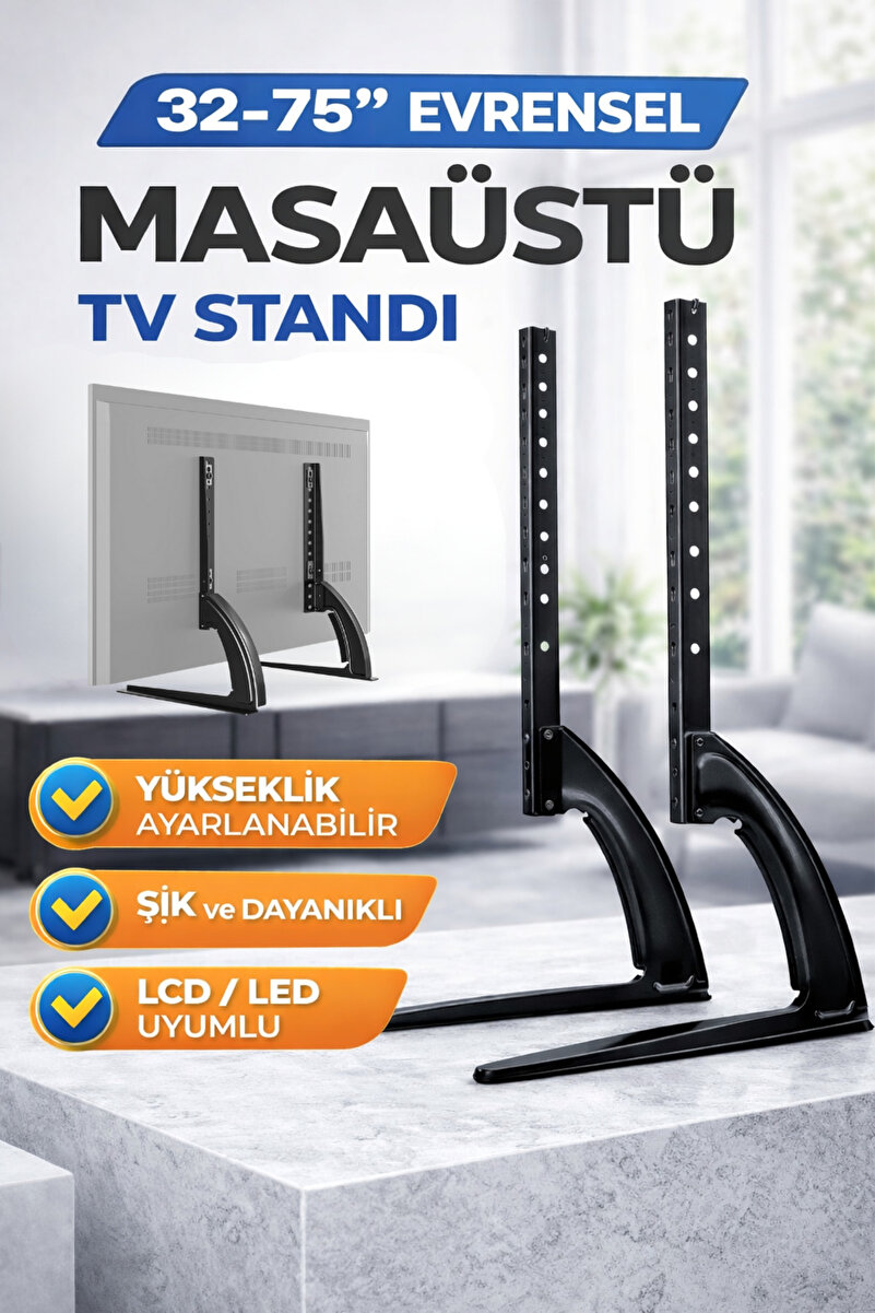 MultiZone 32-75" Evrensel Masaüstü TV Standı Yükseklik Ayarlı Sabit Ekran LCD LED Dayanıklı Tasarım