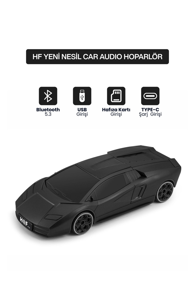 MetaForce Yeni Nesil Araba Modelli Bluetooth Hoparlör I USB Girişli I Hafıza Kartlı I Type-C Şarj Girişli