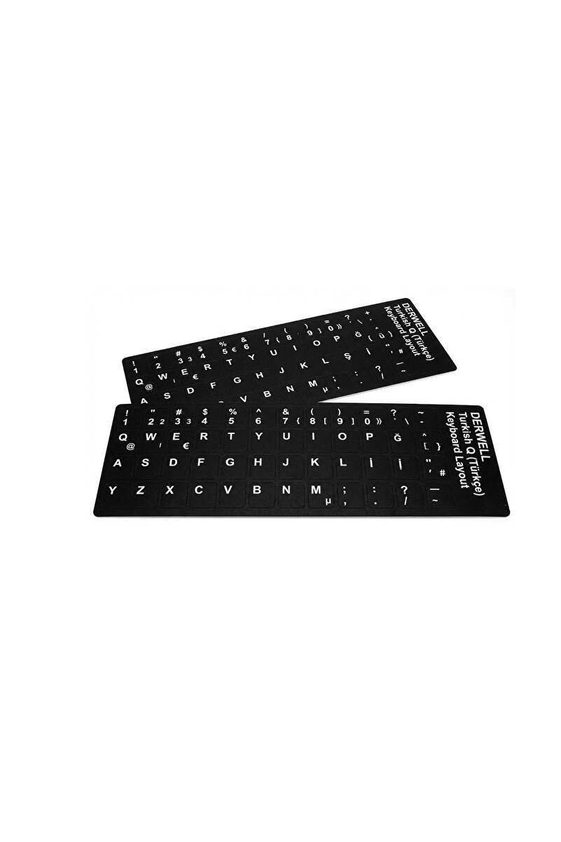 Derwell Türkçe Q Klavye Etiketi Laptop Pc Sticker Kaliteli Pvc-Keyboard Sticker PVC Harf Çıkartmaları Siyah