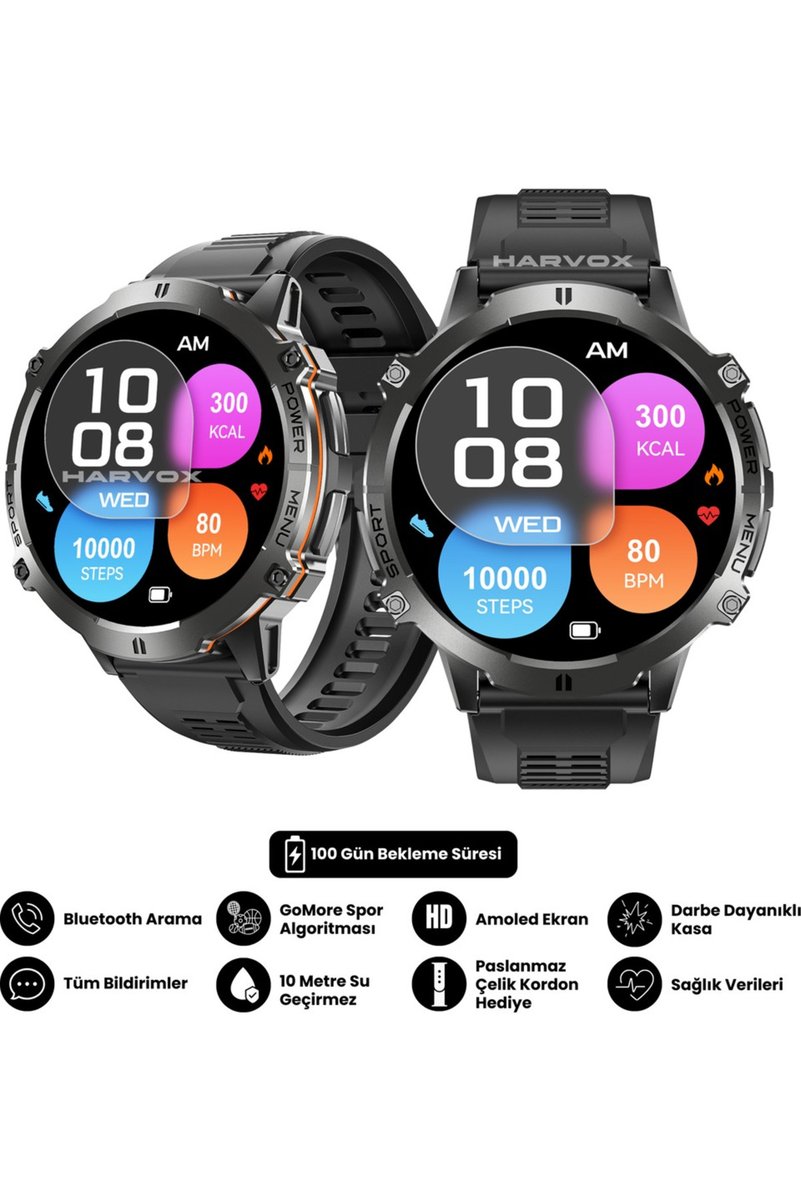 Bagajon Harvox Watch X2 Pro Akıllı Saat iPhone ve Android Tüm Telefonlara Uyumlu Siyah
