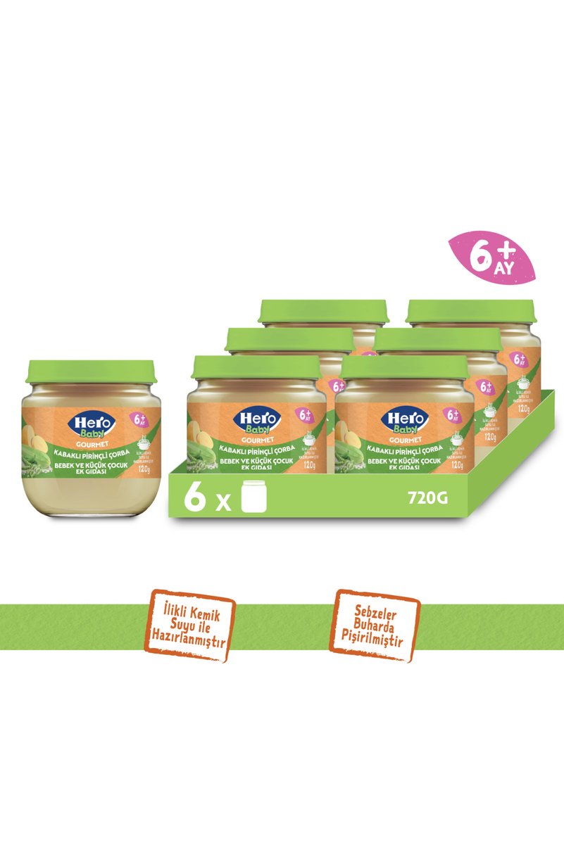 Hero Baby Gourmet Kabaklı Pirinçli Kavanoz Mama 120g x6