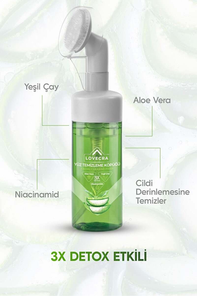 LOVECRA Aloe Vera Yüz Temizleme Köpüğü Gözenek Arındırıcı Derinlemesine Temizlik Canlılık 150 ml
