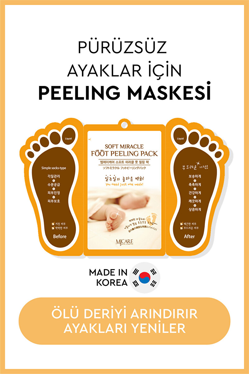 Mjcare Miracle Foot Peeling Pack - Mjcare Çorap Tipi Ayak Peeling Maskesi