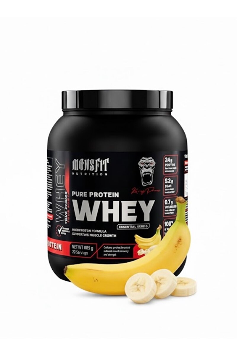 MONSFİT Whey Protein 885 G (26 SERVİS) - Kas Yapılanmasına Yardımcı (MUZ AROMALI)