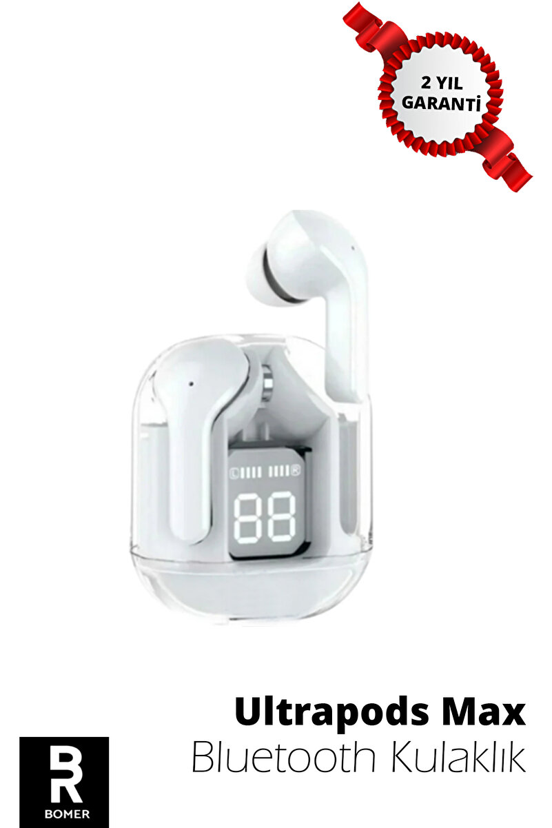 BOMER ULTRAPODS DİJİTAL GÖSTERGELİ BLUETOOTH 5.3 KABLOSUZ KULAKLIK DOKUNMATİK UZUN PİL ÖMRÜ