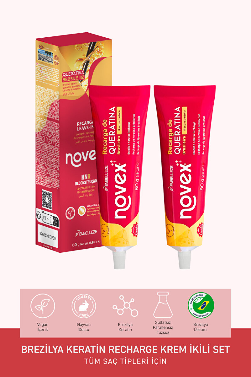 NOVEX Brezilya Keratin Yükleme Durulanmayan Krem 80g 2’li Set -