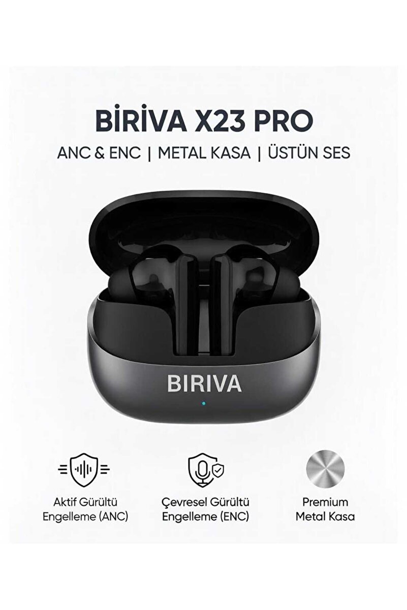 BİRİVA X23 Pro Anc-Enc Gürültü Engelleyici Bluetooth Kulaklık Tüm Telefonlar ile Uyumlu (METAL KASA)