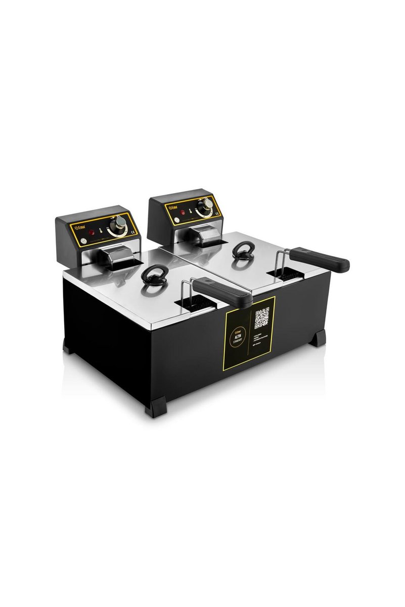 Emir Endüstriyel Mutfak Emir Black Gold Seri 5+5 Litre Endüstriyel Fritöz – Piano Black – Profesyonel Kullanım