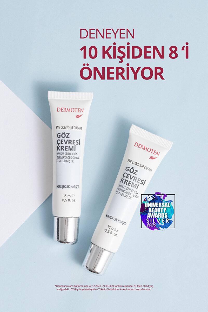 Dermoten Göz Altı Kremi | Kırışıklık, Kararma, Kuruluk İçin Aydınlatıcı Nemlendirici Göz Çevresi Kremi 15 ml
