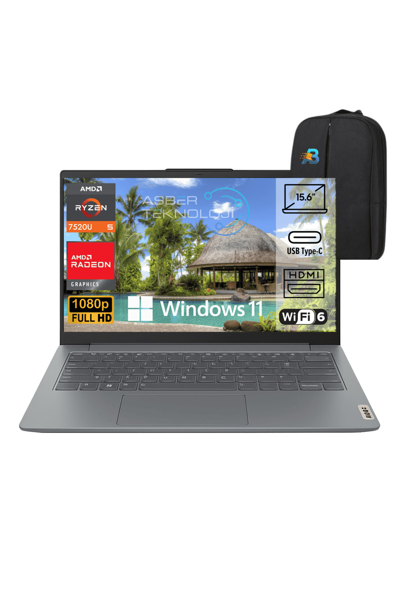 LENOVO IdeaPad Slim 3 15AMN8 Ryzen 5 16GB 256GB SSD 15.6" W11P Notebook + Çanta