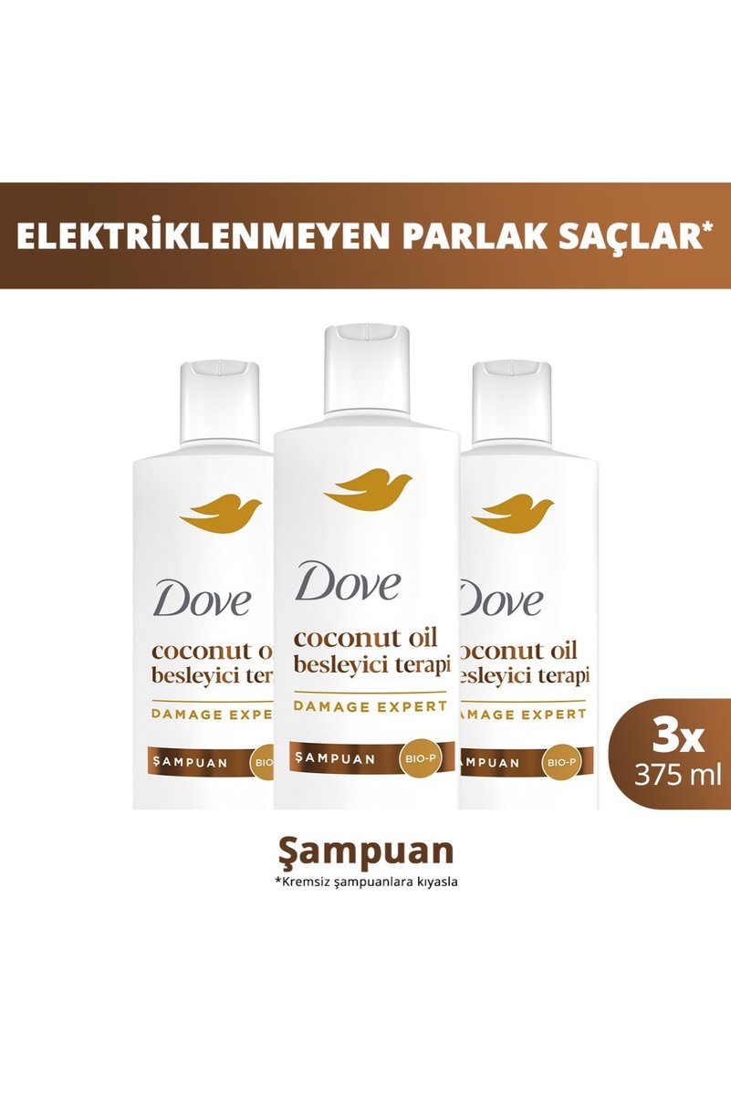 Dove Şampuan Coconut Oil Besleyici Terapi 375 ml x3