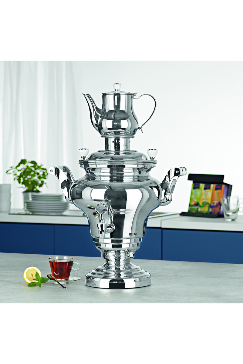 BEEM Royal 15 Litre Elektrikli Çelik Semaver - Otomatik Kapanmalı Profesyonel Çay Makinesi