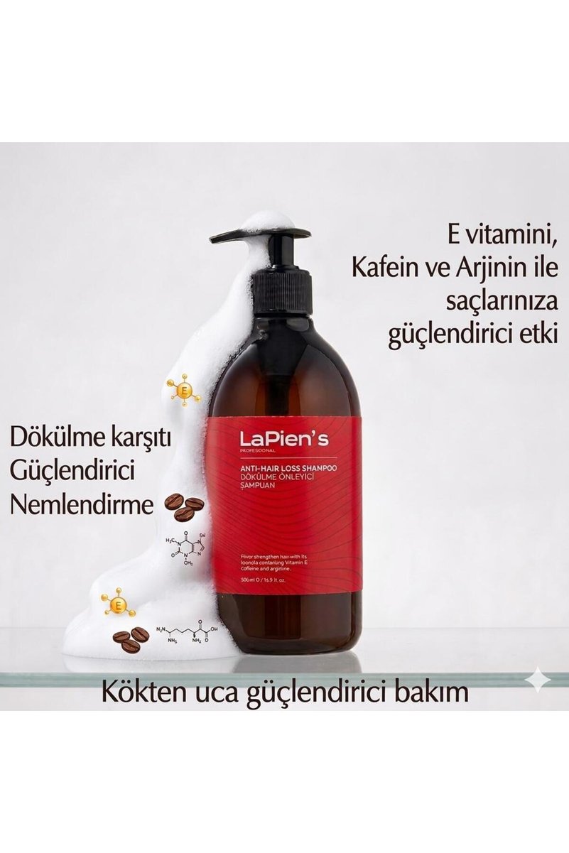 Lapien's Dökülme Karşıtı Şampuan , Saç Güçlendirici, Besleyici , Evitamini ,Kafein ,Arjinin 500ml