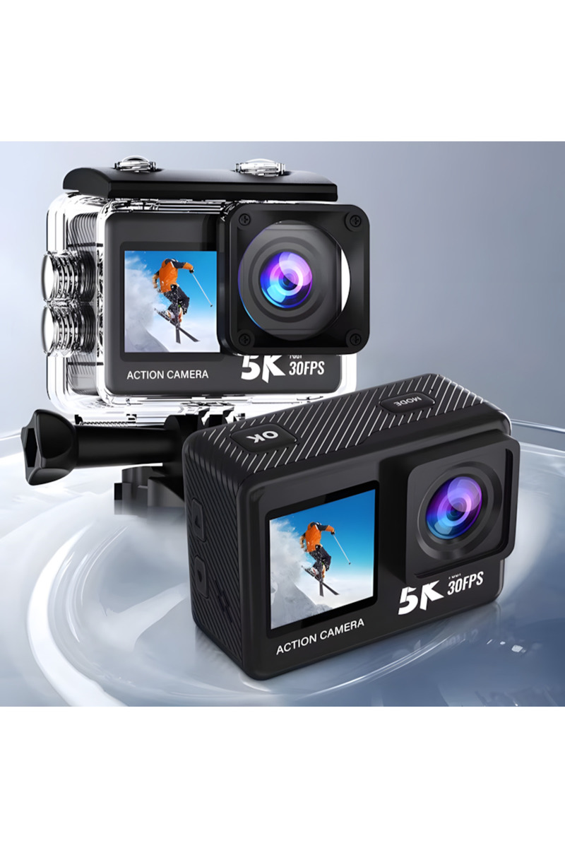 idragon AT-S81TR 5K Aksiyon Kamera 4K 60FPS WiFi Çift Ekran 48MP EIS Stabilizasyon Su Geçirmez Spor Kamera