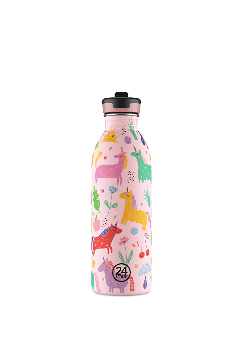 Genel Markalar Kids Bottle Magic Friends Pipetli Paslanmaz Çelik Çocuk Su Matarası 500 ml