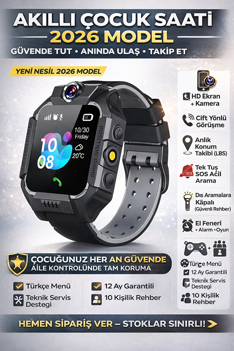 Nikadu Q19 Akıllı Çocuk Takip Saati, Sim Kartlı Arama, Kameralı, S.o.s Ve Gizli Dinleme Özellikli - Siyah