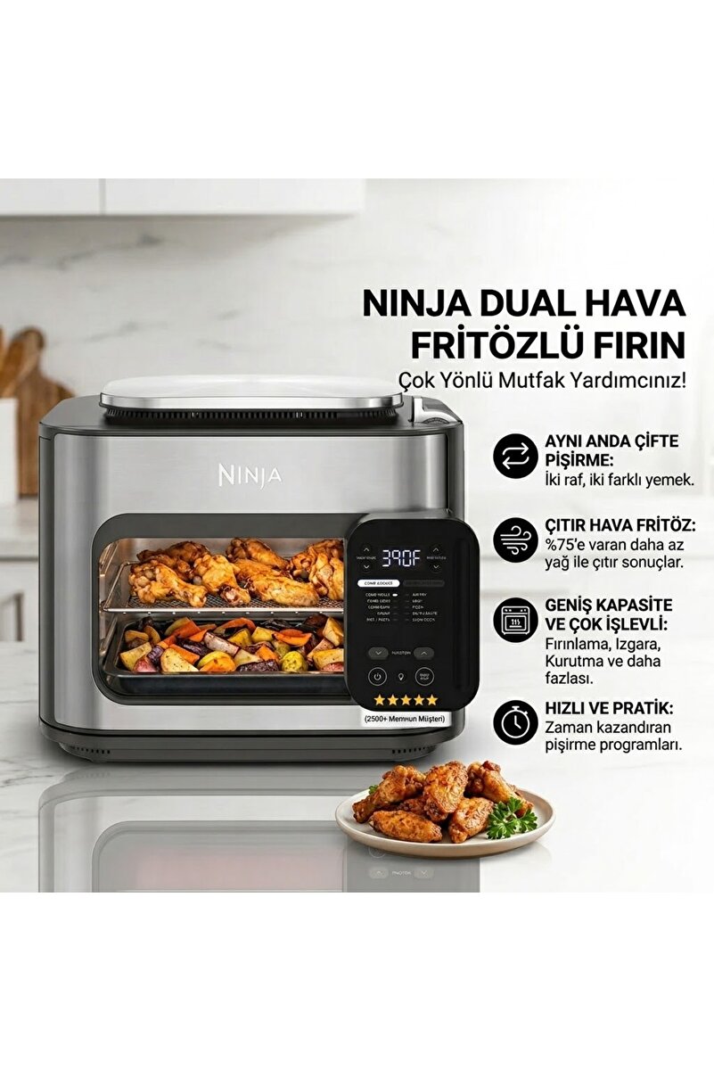 NINJA Combi 12.5 Lt XL Hava Fritözlü Fırın & Çok Amaçlı Pişirici (12 Fonksiyonlu)