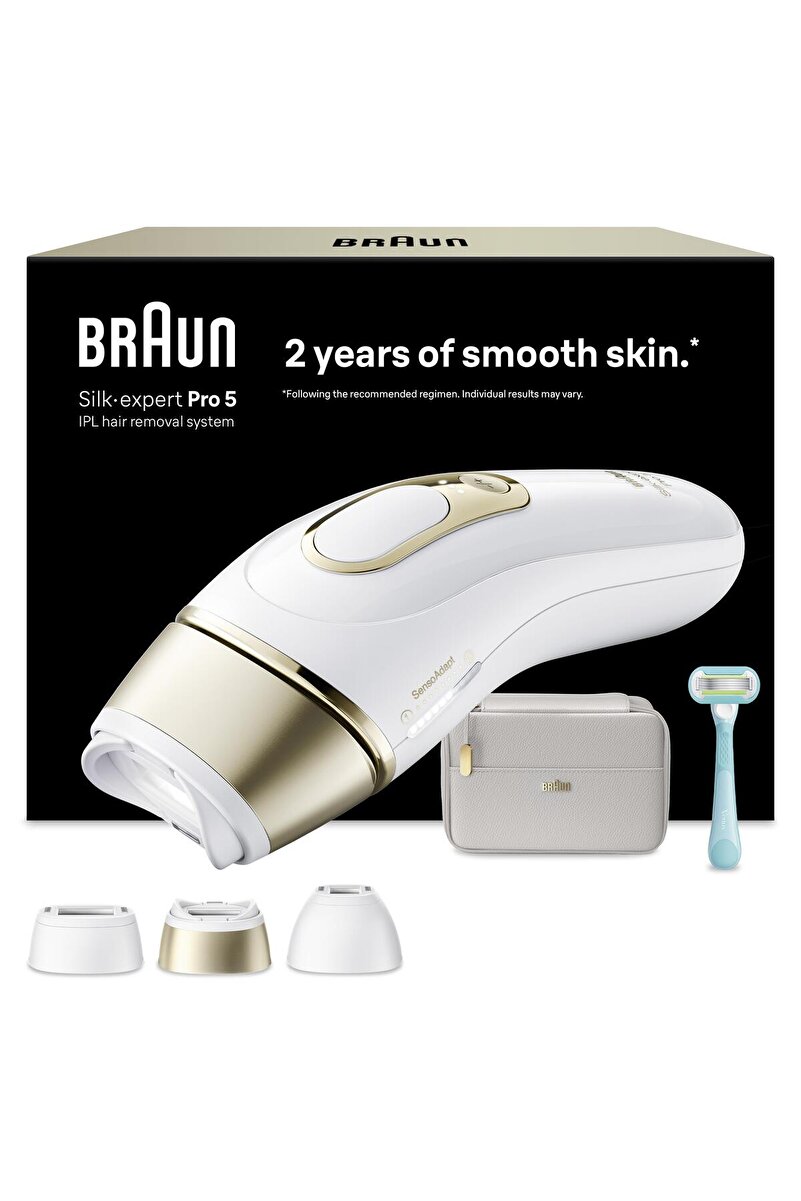 Braun IPL Silk·expert Pro 5, Evde Lazerle Tüy Alma, Çanta, Gillette Venus, 3 Başlık, PL5311