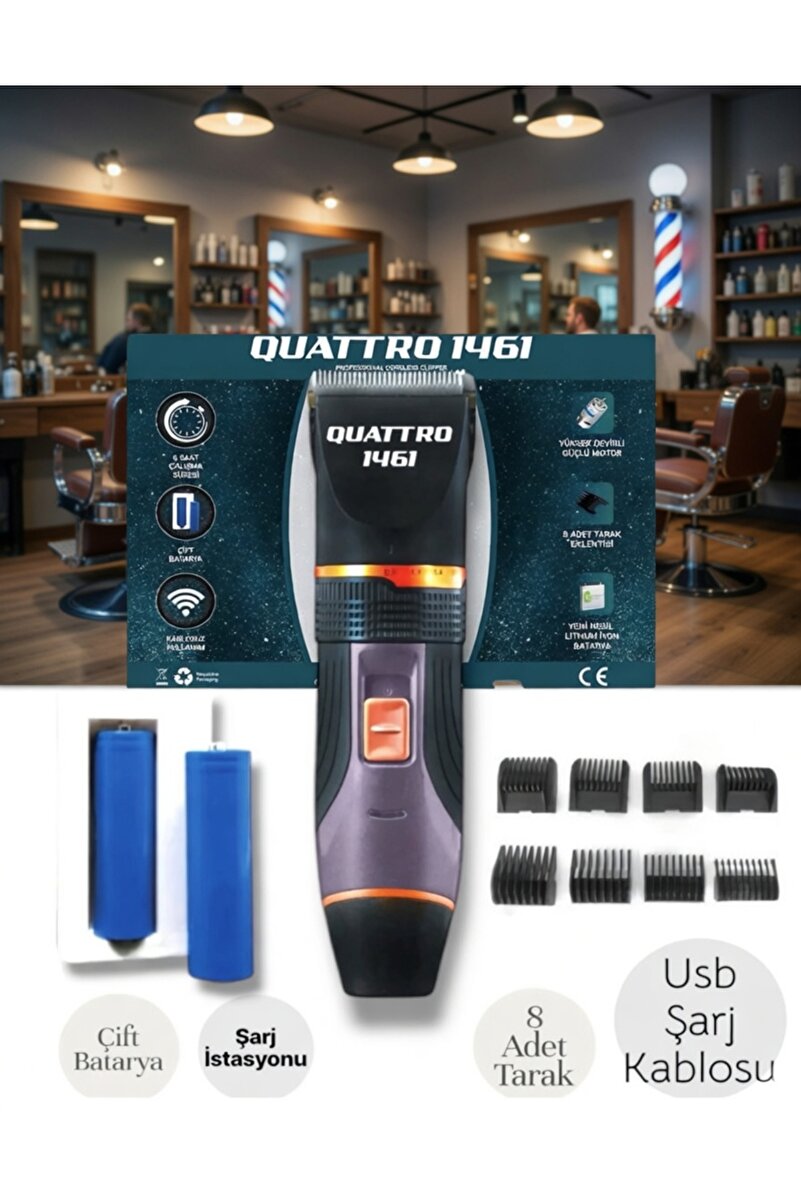 QUATTRO 1461 Profesyonel Saç Sakal Tıraş Makinası (Usb Şarj Kablosu)