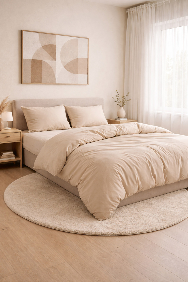 Seralay Home BEJ RENK NEVRESİM TAKIMI ÇİFT KİŞİLİK (LASTİKLİ ÇARŞAFLI)