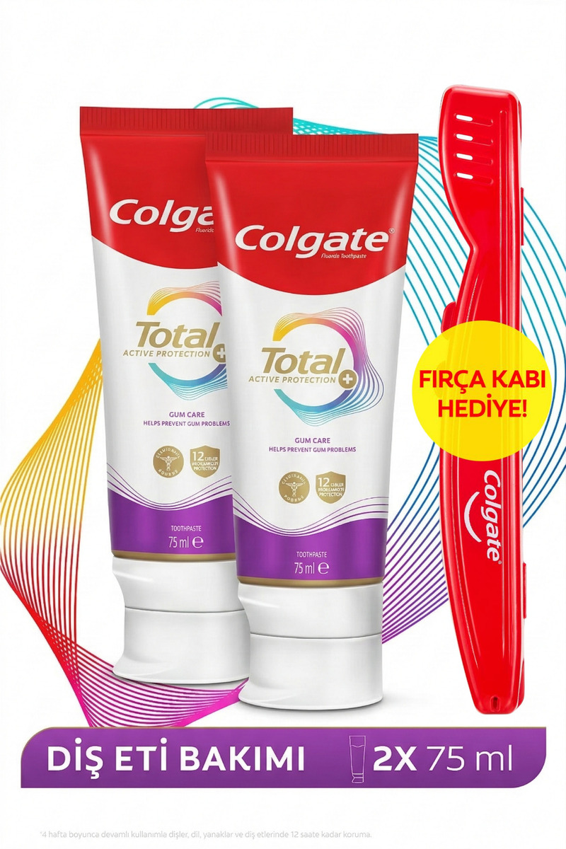 Colgate Total Pro Diş Eti Sağlığı Diş Macunu 75ml x2+Fırça Kabı