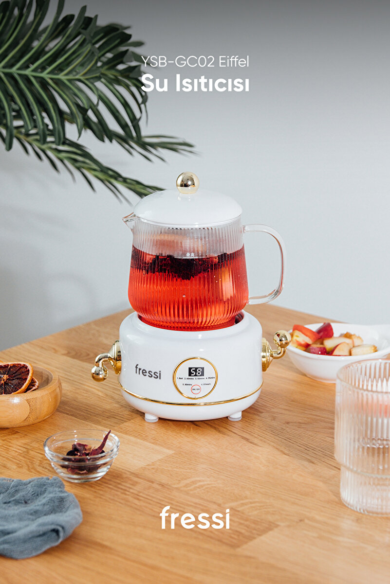Fressi Cam Su Isıtıcısı Kettle Elektrikli Çok Fonksiyonlu Bitki Çayı Makinesi Beyaz 600ml Ysb-gc02 Eiffel